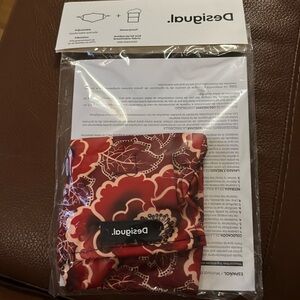 NWT Desigual red floral fabric mask with carry bag